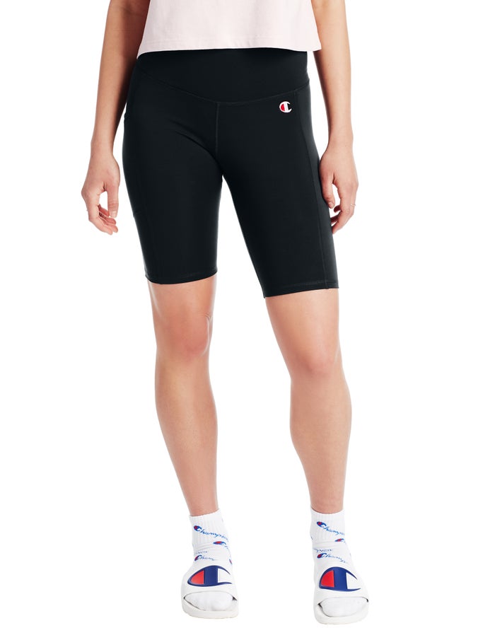 Champion Womens Shorts NZ - High Rise Bike 9 Inseam Black ( 0914-QPNZI )